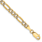 14k Yellow Gold and Rhodium Over 14k Yellow Gold 3.9mm Pave Figaro Link Bracelet