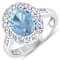 2.5ctw Blue Aquamarine and Diamond 14K White Gold Halo Ring