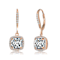 Square CZ Halo Drop Earrings In 18K Rose Gold Over Sterling Silver