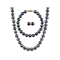 7-7.5mm Black Cultured Freshwater Pearl 14k Yellow Gold Jewelry Set