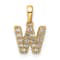 14K Yellow Gold Diamond Letter W Initial with Bail Pendant