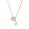 Cultured Pearl And Charm Paperclip Link Chain Necklace in 14k Gold Over Silver