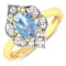 1.16ctw Blue Aquamarine and Diamond 14K Yellow Gold Halo Ring