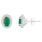 6x4mm Oval Emerald 1/6 ctw Diamond Rhodium Over Sterling Silver Halo
Stud Earrings