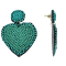 Off Park® Collection, Two tone Teal Seed Bead Heart Earring