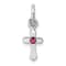 Rhodium Over Sterling Silver Child's October Pink Preciosca Crystal
Cross Pendant