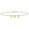 10k Yellow Gold 3 Hearts Charm Cable Link Anklet