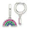 Sterling Silver E-Coating Multicolor CZ Dangle Rainbow Hoop Earrings