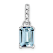 Rhodium Over 10k White Gold 1 ctw Aquamarine and Accent Diamond Pendant