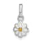 Rhodium Over Sterling Silver White and Yellow Enamel Daisy Children's Pendant