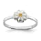 Rhodium Over Sterling Silver White and Yellow Enameled Daisy Children's Ring