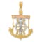 14K Yellow, White and Rose Gold Diamond-cut with Textured Mariner's
Cross Pendant