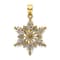 14K Two-tone Polished and Textured 2 Level Snowflake Pendant