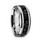 KILAUEA Men’s Polished Tungsten Wedding Band with Lava Rock Stone Inlay
w/Polished Beveled Edges 8mm