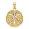 14K Two-tone Gold  Textured Sand Dollar with Starfish Pendant