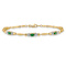 10k Yellow Gold and Rhodium Over 10k Yellow Gold Diamond and Emerald Bracelet