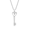 White Diamond Accent Rhodium Over Sterling Silver Heart Key Locket
Pendant With Chain