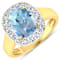 3.51ctw Blue Aquamarine and Diamond 14K Yellow Gold Halo Ring