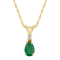 6x4mm Pear Shape Emerald with Diamond Accent 14k Yellow Gold Pendant
With Chain