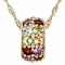 Multi-Gemstone Rainbow Pendant Necklace In 18K Gold Over Sterling Silver 2.58ctw