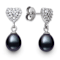Black Cultured Freshwater Pearl With Bella Luce® Rhodium Over Sterling
Silver Earrings