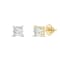 White Cubic Zirconia 14k Yellow Gold Studs With Velvet Gift Box 0.50ctw