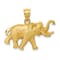 14k Yellow Gold Diamond-Cut and Brushed Elephant Pendant