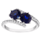Sterling Silver Round Lab Created Sapphire and White Sapphire Ring 2.0ctw