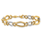 14k Two-tone Gold 8mm Polished and Textured Fancy Oval Curb Link Bracelet