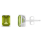 8x6mm Rectangular Octagonal Peridot Rhodium Over Sterling Silver Stud Earrings