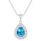 8x5mm Pear Shape Swiss Blue Topaz and White Topaz Rhodium Over Sterling
Silver Halo Pendant w/Chain
