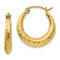14K Yellow Gold Textured Hollow Hoop Earrings