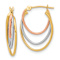 14k Tri-color Gold 13/16" Diamond-Cut Graduated 3 Ring Hoop Earrings