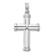 Rhodium Over 14k White Gold 3D Polished Stamping Cross Pendant