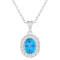 8x6mm Oval Swiss Blue Topaz and White Topaz Accent Rhodium Over Sterling
Silver Halo Pendant w/Chain