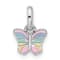 Rhodium Over Sterling Silver Children's Small Enamel Butterfly Pendant
