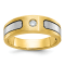 10K Two-tone Yellow and White Gold Men's Polished and Satin Diamond Ring 0.10ctw