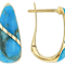 Turquoise Dangle Earrings In 18K Gold Over Sterling Silver 12x7mm And 12x8mm