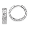 Rhodium Over 14k White Gold Diamond-Cut 1/2" Hinged Hoop Earrings