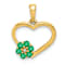 10k Yellow Gold Heart and Flower Pendant with Accent Diamond and 0.3
cttw Emerald Gemstone