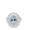 10x8mm Oval Aquamarine and White CZ Rhodium Over Sterling Silver Ring, 2.46ctw