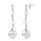 6-8.5mm Round White Freshwater Pearl Sterling Silver Graduated Dangle Earrings