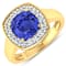 2.47ctw Violet Tanzanite and Diamond 14K Yellow Gold Halo Ring