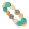 Sterling Silver Jade, Magnesite and Sardonyx Stretch Bracelet