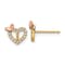 14K Yellow Gold and 14K Rose Gold Heart with Butterfly and Cubic
Zirconia Stone Stud Earrings