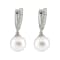 10-10.5mm White Cultured South Sea Pearl With Diamond 14k White Gold Earrings