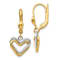 14k Yellow Gold and 14k White Gold Double Heart Dangle Earrings