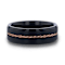 ADELARD Rose Gold Braided Brushed Center Black Tungsten Wedding Band
With Polished Beveled Edges 8mm