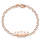 14K Rose Gold Over Sterling Silver Princess Crown Heart Link Children's Bracelet