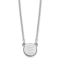 Rhodium Over Sterling Silver Tiny Circle Block Letter E Initial Necklace